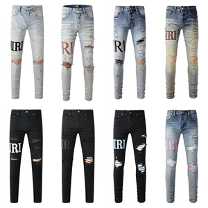 840 Fashion Design Casual Y2k Clothing Spring Summer Ripped <span class=keywords><strong>Jeans</strong></span> High Quality Streetwear Men's <span class=keywords><strong>Jeans</strong></span> Patches Custom Denim <span class=keywords><strong>Jeans</strong></span> - Product Image 1
