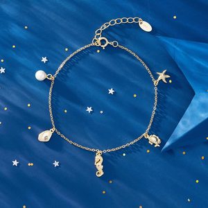APB02 Nouveauté <span class=keywords><strong>Organisme</strong></span> Sous-Marin Avec Pendentif Perle Bracelet En Argent Sterling Plaqué Or 14K Pour Les Femmes Cadeau - Product Image 1