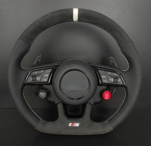 Volante de Fibra de Carbono y Gamuza para <span class=keywords><strong>Audi</strong></span> <span class=keywords><strong>A3</strong></span> A4 A5 A6 Q3 Q5 Q7 S6 TT con Selector de Conducción y Botón de Encendido/Apagado - Product Image 1