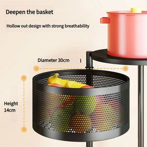 Étagère de rangement multi-niveaux sur pied pour la maison, étagère de rangement rotative circulaire, étagère de rangement en métal pour fruits et légumes de cuisine - Product Image 6