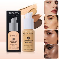 Fond de teint liquide SHCOETY - Longue tenue, imperméable, résistant à la transpiration, contrôle du sébum, couvrance, application facile, tous types de peau