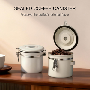 Recipiente de Acero Inoxidable para Café, Contenedor de Almacenamiento de Alimentos para Cocina con Cuchara Medidora para Café Molido, Granos de Café, Té, <span class=keywords><strong>Cereales</strong></span> y Azúcar - Product Image 1