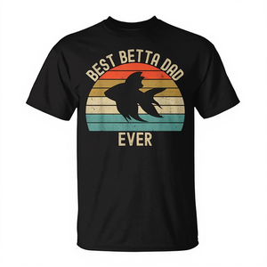 Camiseta Best Betta Dad Ever con diseño de pez vintage, color negro, unisex, para adultos, cuello redondo, manga corta - Product Image 2