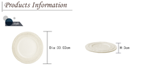 Assiette élégante en porcelaine fine ivoire avec dentelle, 33 cm, vaisselle de mariage écologique en stock
