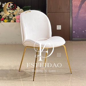 Silla de Hotel Moderna de Terciopelo Blanco, Respaldo Sólido, Patas Doradas Cónicas, Muebles Comerciales para Interiores - Product Image 5