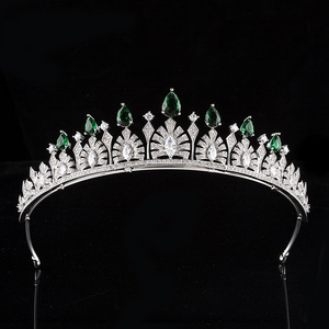 LUOXIN Personnalisé nouveau design zircon CZ argent <span class=keywords><strong>couronne</strong></span> bijoux <span class=keywords><strong>de</strong></span> mariage diadème - Product Image 1