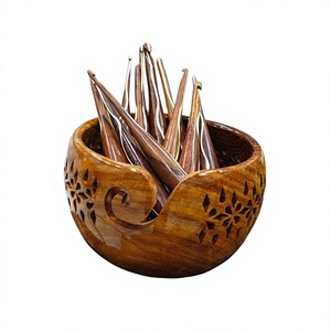 Bol à fil en bois rond portable, 15 cm de long, 5 mm d'épaisseur, pour le tricot et le crochet à la main, support lisse pour fil de laine - Product Image 6