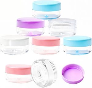 กระปุกครีมเครื่องสำอางแบบใส สีชมพู สีเขียว สีฟ้า สีขาว สีดำ ขนาด 5 กรัม 10 กรัม 15 กรัม 20 กรัม  กระปุกครีมบำรุงผิวหน้าแบบกลม  บรรจุภัณฑ์ครีมเปล่าสำหรับใส่ตัวอย่างครีม - Product Image 1