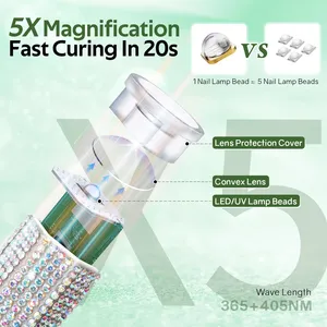 ปากกาอบเล็บ UV พกพาแบบชาร์จได้ ประดับคริสตัล พร้อมตัวตั้งเวลา 20/60 วินาที เลนส์ขยาย 5 เท่า เครื่องอบเล็บเจลไร้สาย - Product Image 4
