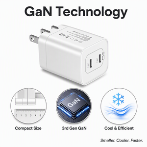 65W GaN Tech <b>USB</b> <b>C</b> Charger Dual Port Power Delivery Fast <b>Adapter</b> - Product Image 3