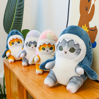 Poupée en peluche personnalisée, requin, chat, super douce, brodée en coton PP, pour cadeaux d'anniversaire, jouets en peluche d'anime anti-stress