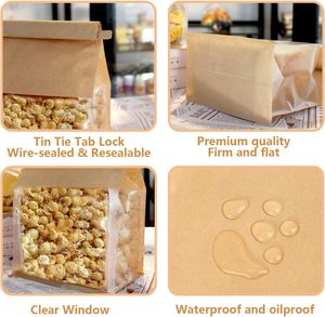 Sac à <span class=keywords><strong>pain</strong></span> personnalisé à motif avec fermeture à lien métallique, fenêtre transparente, résistant à l'huile, à soufflets latéraux, pochette à toasts, emballage alimentaire de qualité <span class=keywords><strong>boulangerie</strong></span> - Product Image 5
