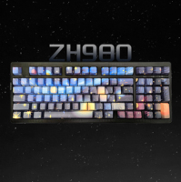 Teclado Mecánico para Juegos Zornher ZH980 Tri-Modo Starry Sky, Iluminación RGB Programable, Inalámbrico para Deportes Electrónicos, Oficina