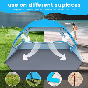 Carpa de Playa con Protección Solar UPF50+ UV, Toldo Portátil Ventilado para Acampar en Familia, Sombrilla de Playa, Cabaña de Playa - Product Image 4