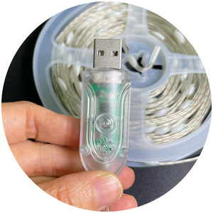 Kỳ nghỉ giáng sinh nhà USB RGB đầy đủ màu sắc thay đổi DC5V trong suốt 3 dây không thấm nước <span class=keywords><strong>LED</strong></span> Cổ Tích chuỗi ánh sáng cho trang trí - Product Image 2