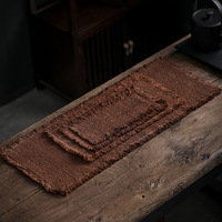 Tapis de thé en lin-coton style Zen chinois, résistant aux taches, chemin de table isolant thermiquement pour théière et tasses