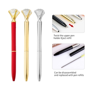 Bolígrafos de cristal de perla ostentosos para <span class=keywords><strong>boda</strong></span> personalizados, promoción de papelería con diamantes de metal dorado, logotipo personalizado de 0,5mm - Product Image 1