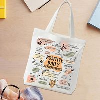 Bolsa de Lona para Mujer y Niña - Reutilizable, sin Cierre, con Frases Inspiradoras y Afirmaciones Positivas para el Gimnasio