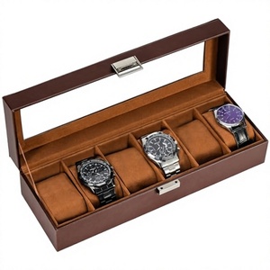 Zhuangqun White Black Pu Leather 6 Slot Suede Dustproof Rectangle Jewelry Wrist <b>Watch</b> Box Organizer Storage Display <b>Case</b> - Product Image 4