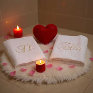 Serviettes brodées pour lui et pour elle, 100% coton, poids moyen, tissage uni, textile de maison pour homme - Product Image 2