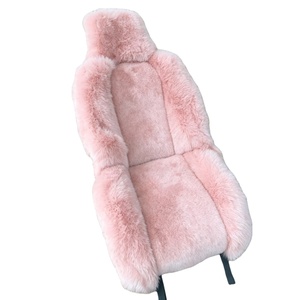 Housses de siège de voiture en peau de mouton véritable, couleur rose, en fourrure animale véritable, style australien, pour femmes - Product Image 2