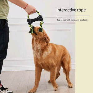 タフな咬傷に強い犬の黒い骨のおもちゃ天然ゴム中型および大型犬のペットトレーニング漏れやすい食品インタラクティブな犬のおもちゃ - Product Image 3