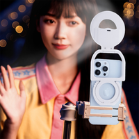 Lampu Selfie LED Mini Portabel untuk Laptop, Dapat Dijepit di Meja, Lampu Video Conference Kecil untuk Komputer dengan Penyangga untuk Ponsel
