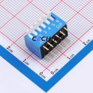 DSDP-06-B DIP Switch Through hole Component (THT) Switch Piano Key 6 2.54mm Blue - Product Image 1