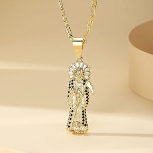 Ciondolo Hip Hop religioso di lusso di fascia alta 14K zircone zincato e pietra colorata ciondoli alla moda e ciondoli stile <span class=keywords><strong>Death</strong></span> <span class=keywords><strong>Metal</strong></span> - Product Image 1