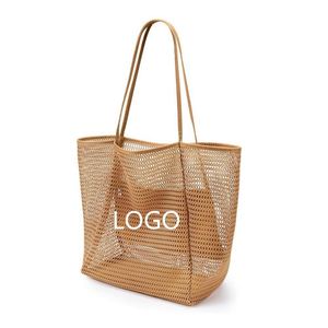 Sac fourre-tout de voyage portable en nylon résistant, couleur unie, pour femmes, pliable, pour les vacances d'été, sac à bandoulière de plage avec logo personnalisé - Product Image 2