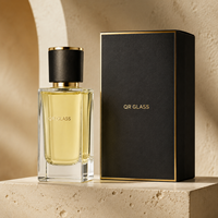 Flacon de parfum carré en verre de luxe personnalisé 30ml 50ml 100ml avec bouchon en bois, flacons de parfum vides à vaporisateur vert dégradé avec boîte
