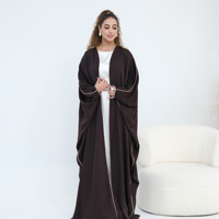 MEXIZO 2026 Cardigan musulman confortable à manches chauve-souris avec ligne de design, Abaya ouverte, Vêtements islamiques pour l'Aïd et le Ramadan, Abaya de Dubaï