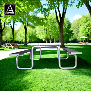 Cantina escolar, mesas de comedor para jardín callejero, mesas de Picnic de aluminio para exteriores, juego de banco y mesa de aluminio para patio y parque para restaurante - Product Image 6