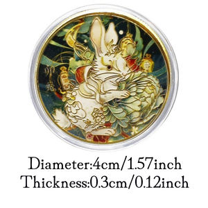 Medalla Colorida del Zodiaco Chino 2025, <span class=keywords><strong>Moneda</strong></span> Conmemorativa del <span class=keywords><strong>Conejo</strong></span> Chapada en Oro, Regalo de la Suerte - Product Image 2