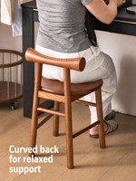 Tabouret de coiffeuse de style Mid-Century en bois massif, écologique et durable, avec dossier, pour hôtel, appartement, chambre à coucher et maquillage