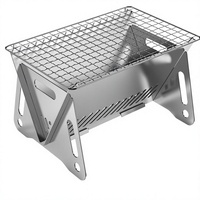 WINB Barbecue au charbon de bois pliable portable avec sac de transport, pour 1-2 personnes, mini barbecue en acier inoxydable pour le camping, la randonnée, le jardin, le pique-nique (8.2X5.5)