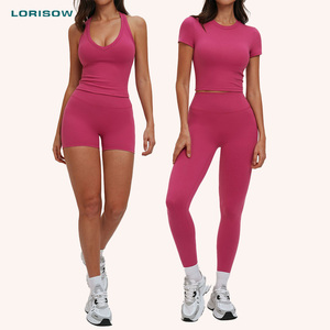 कस्टम लोगो योग जिम खेल शीर्ष कसरत बट चला रहा है महिला फिटनेस कपड़ों के लिए उच्च कमर लेगिंग - Product Image 1