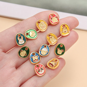 Pendentif animal du zodiaque plaqué or, breloques émaillées à thème de dessin animé pour accessoires de bijoux DIY, cadeau unisexe - Product Image 3