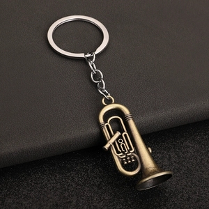 Porte-clés vintage en laiton en gros : mini saxophone, trompette, euphonium – Anneau porte-clés en métal pour les amateurs de musique - Product Image 5