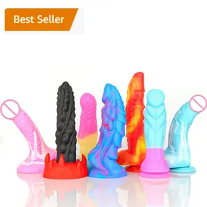 Tienda de juguetes sexuales Color mezclado Enorme monstruo Dildo Realista Consolador grande Juguetes para Mujeres Hombres