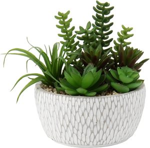 Commercio all'ingrosso 12 pollici rettangolare grigio cemento pentola finta pianta succulenta disposizione <span class=keywords><strong>per</strong></span> casa ufficio e giardino da tavolo decorazione - Product Image 6