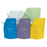 Sachets à bec verseur 50ml 100ml, sachets de recharge cosmétiques pour savon liquide, sachets à bec verseur mats à fond plat