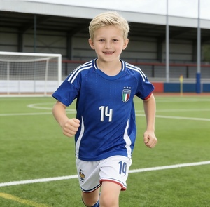 Nouveau maillot de football personnalisé pour enfants, tenue de football, uniforme de football, kits d'été pour la commémoration d'Italie # 14 Jersey - Product Image 3