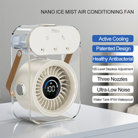 Ventilador de Nebulización Portátil Recargable Moderno de 4000 mAh con Temporizador, Tres Modos de Pulverización, Ventilador de Niebla Negra con Tres Boquillas