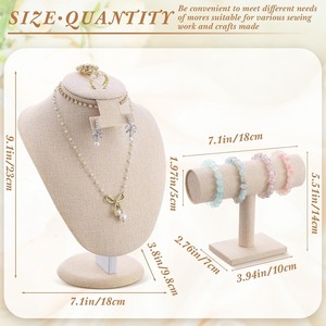 Expositor de Pulseras Desmontable con Barra en T, Organizador de Joyas de Terciopelo Beige para Pulseras, Collares y Pendientes - Product Image 2