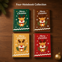 Joyeux Noël - Carnet spirale A5 motif renne, 80 feuilles lignées et quadrillées, papier 80 g/m², reliure Wire-O