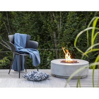 Brasero rond en béton gris foncé au gaz naturel de 30 pouces, table de feu extérieure avec design écologique pour le camping et le chauffage extérieur