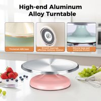 Alas Putar Kue 10-Inci dari Paduan Aluminium Tugas Berat, Rotasi 360° Halus, Permukaan Anti Lengket, Alas Berbobot Anti Selip, Alat Senyap