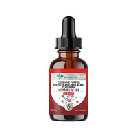 Gouttes liquides de complexe de poivre de Cayenne et d'aubépine 60ml avec racine de betterave, curcuma, vitamines K2+D3 – Supplément oral premium