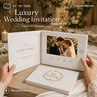 Carte d'invitation numérique promotionnelle pour mariage avec écran LCD, brochure vidéo, carte-cadeau avec cartes de vœux et enveloppe